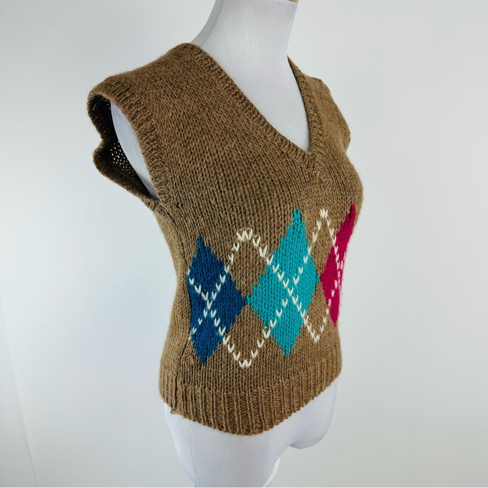 JH Collectibles Vintage Argyle Alpaca Wool Sweater Vest Small - Picture 2 of 5